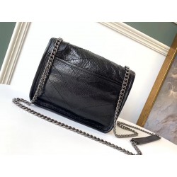 Saint Laurent WOC Niki Chain Wallet In Black Crinkled Leather 647