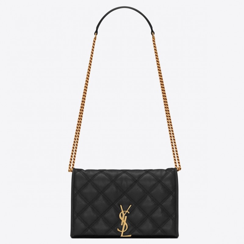 Saint Laurent WOC Becky Chain Wallet In Black Lambskin 377