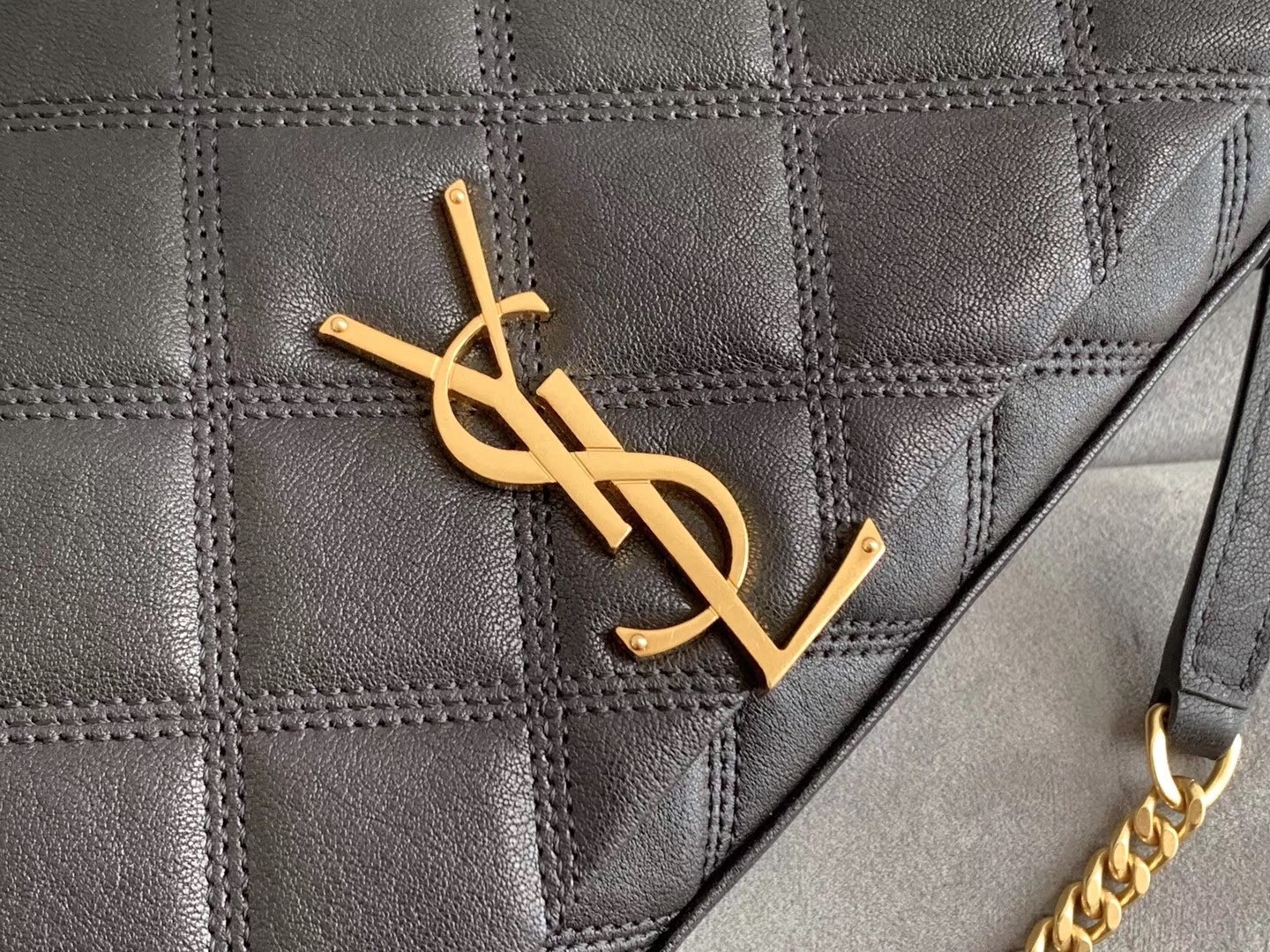 Saint Laurent WOC Becky Chain Wallet In Black Lambskin 377