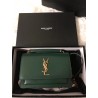 Saint Laurent WOC Sunset Chain Wallet In Green Calfskin 391