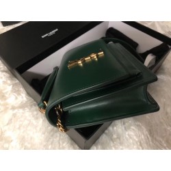 Saint Laurent WOC Sunset Chain Wallet In Green Calfskin 391