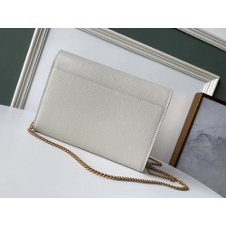 Saint Laurent WOC Cassandra Chain Wallet In White Leather 403