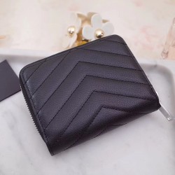 Saint Laurent Compact Zip Around Wallet In Noir Leather 191