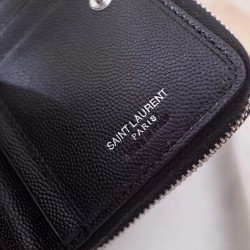 Saint Laurent Compact Zip Around Wallet In Noir Leather 191