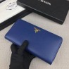 Prada Zipped Wallet In Blue Saffiano Leather 974