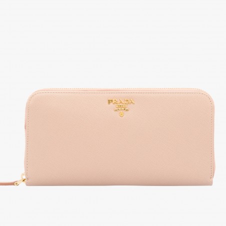 Prada Zipped Wallet In Light Pink Saffiano Leather 997