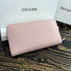 Prada Zipped Wallet In Light Pink Saffiano Leather 997