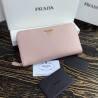 Prada Zipped Wallet In Light Pink Saffiano Leather 997