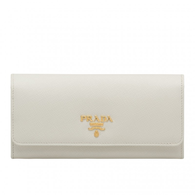 Prada Continental Wallet In White Saffiano Leather 841