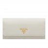 Prada Continental Wallet In White Saffiano Leather 841