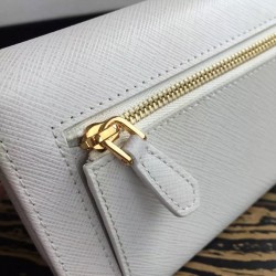 Prada Continental Wallet In White Saffiano Leather 841