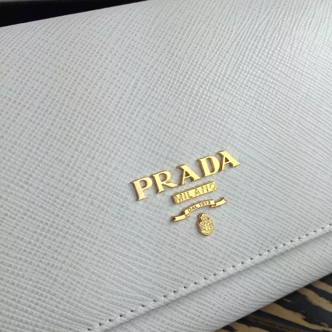 Prada Continental Wallet In White Saffiano Leather 841