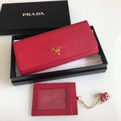 Prada Continental Wallet In Red Saffiano Leather 445