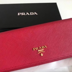 Prada Continental Wallet In Red Saffiano Leather 445