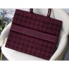 Dior Book Tote Bag In Bordeaux Cannage Embroidered Velvet 067