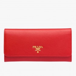 Prada Continental Wallet In Red Saffiano Leather 445