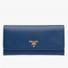 Prada Continental Wallet In Blue Saffiano Leather 542