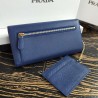 Prada Continental Wallet In Blue Saffiano Leather 542