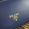 Prada Continental Wallet In Blue Saffiano Leather 542