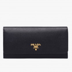 Prada Continental Wallet In Black Saffiano Leather 558