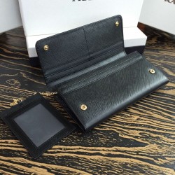 Prada Continental Wallet In Black Saffiano Leather 558