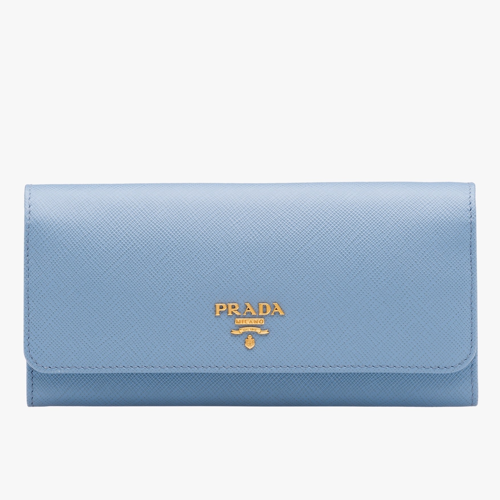 Prada Continental Wallet In Light Blue Saffiano Leather 101