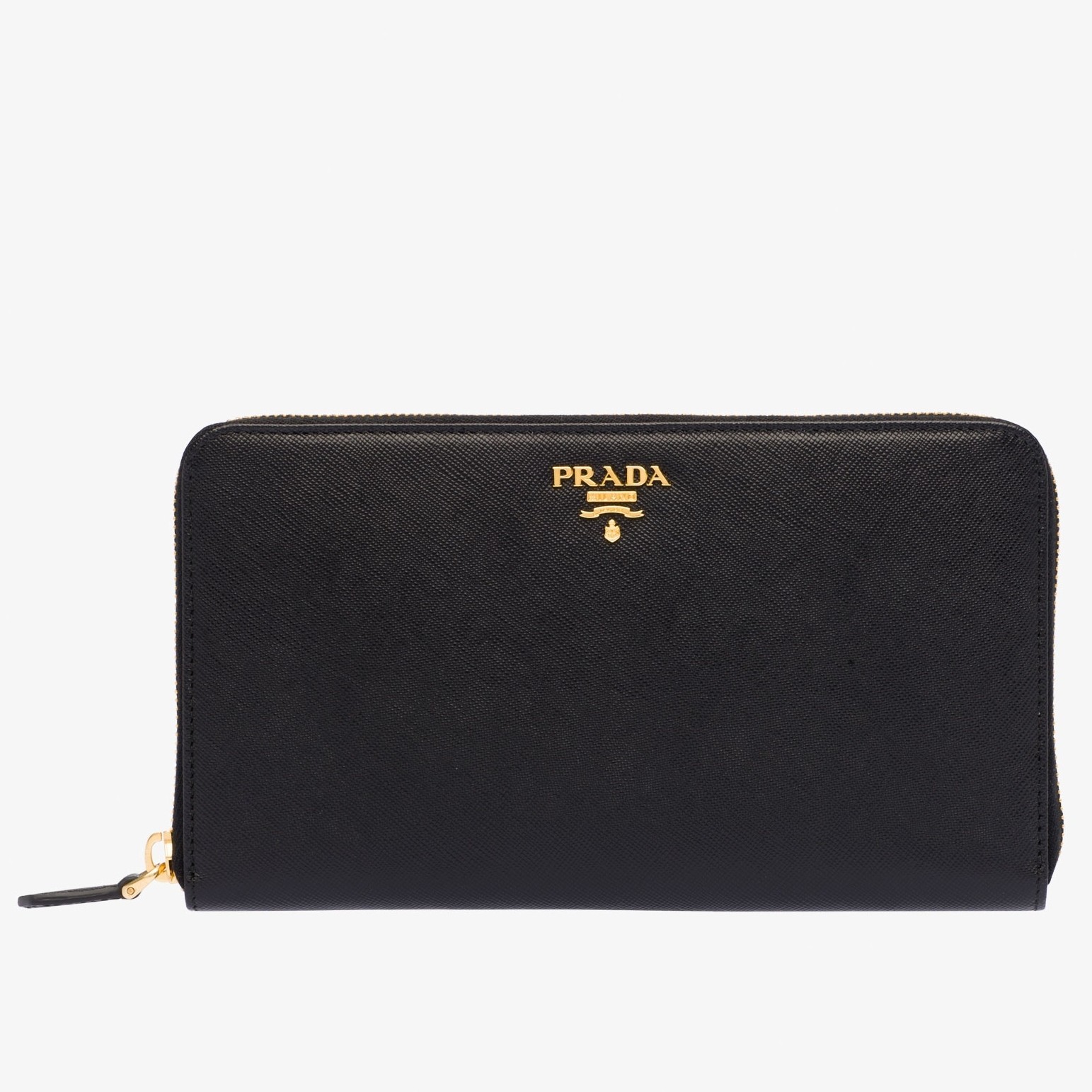 Prada Large Zipped Wallet In Black Saffiano Leather 524