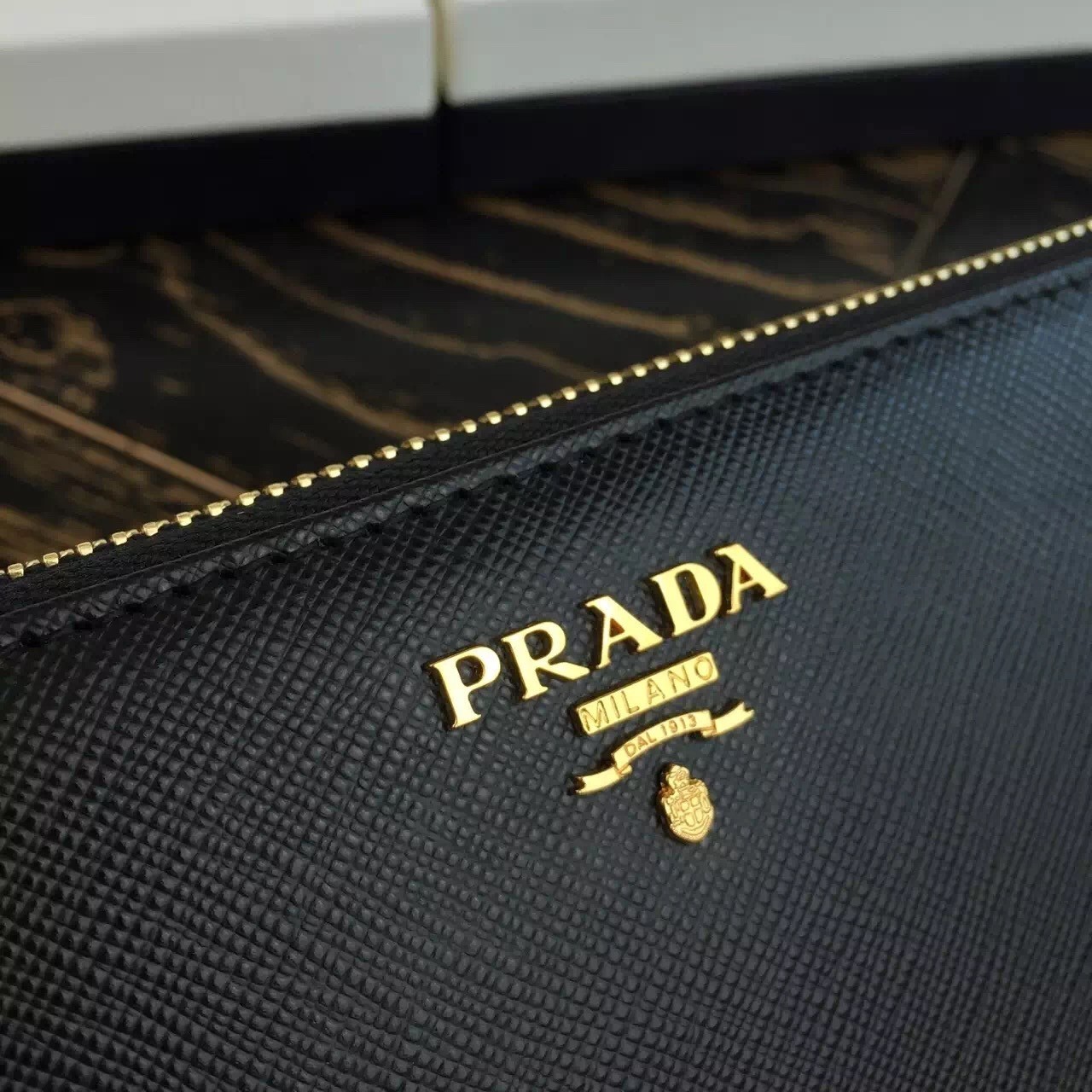 Prada Large Zipped Wallet In Black Saffiano Leather 524