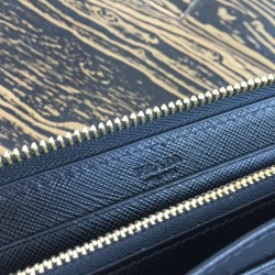 Prada Large Zipped Wallet In Black Saffiano Leather 524