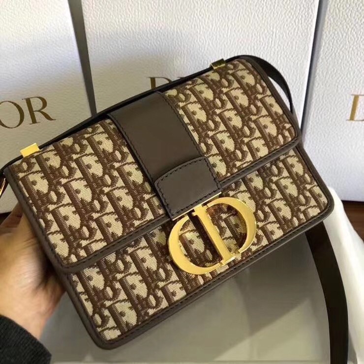 Dior 30 Montaigne Bag In Brown Oblique Jacquard Canvas 101