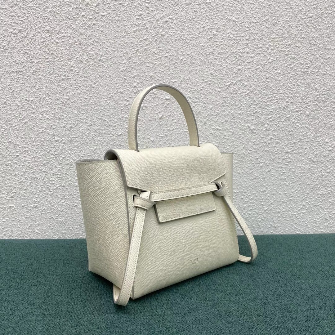 Celine Belt Nano Bag In White Grained Calfskin 567