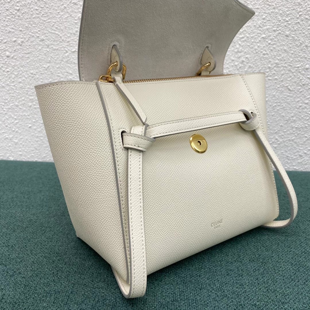 Celine Belt Nano Bag In White Grained Calfskin 567