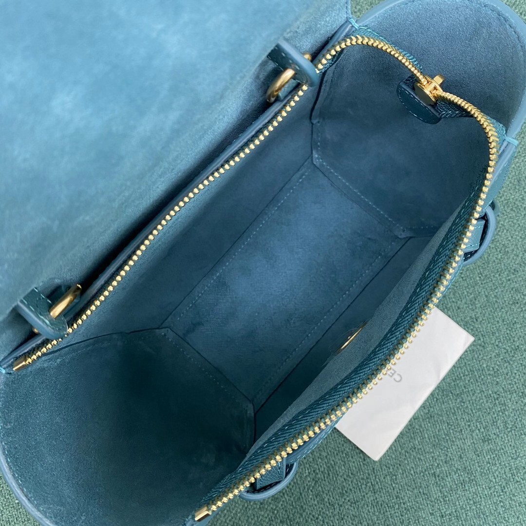 Celine Belt Nano Bag In Prussian Blue Grained Calfskin 356