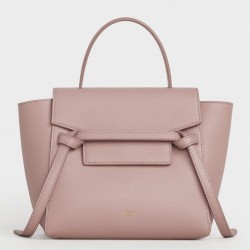 Celine Belt Nano Bag In Vintage Pink Grained Calfskin 094