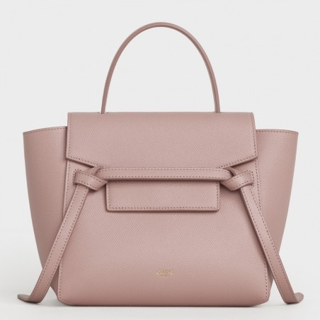 Celine Belt Nano Bag In Vintage Pink Grained Calfskin 094