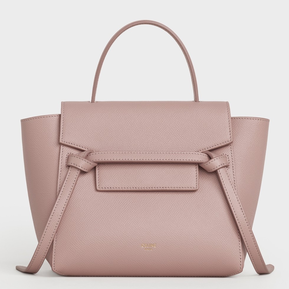 Celine Belt Nano Bag In Vintage Pink Grained Calfskin 094