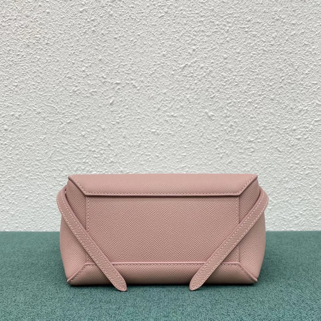 Celine Belt Nano Bag In Vintage Pink Grained Calfskin 094