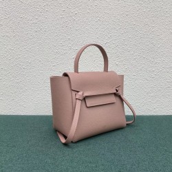 Celine Belt Nano Bag In Vintage Pink Grained Calfskin 094