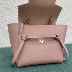 Celine Belt Nano Bag In Vintage Pink Grained Calfskin 094