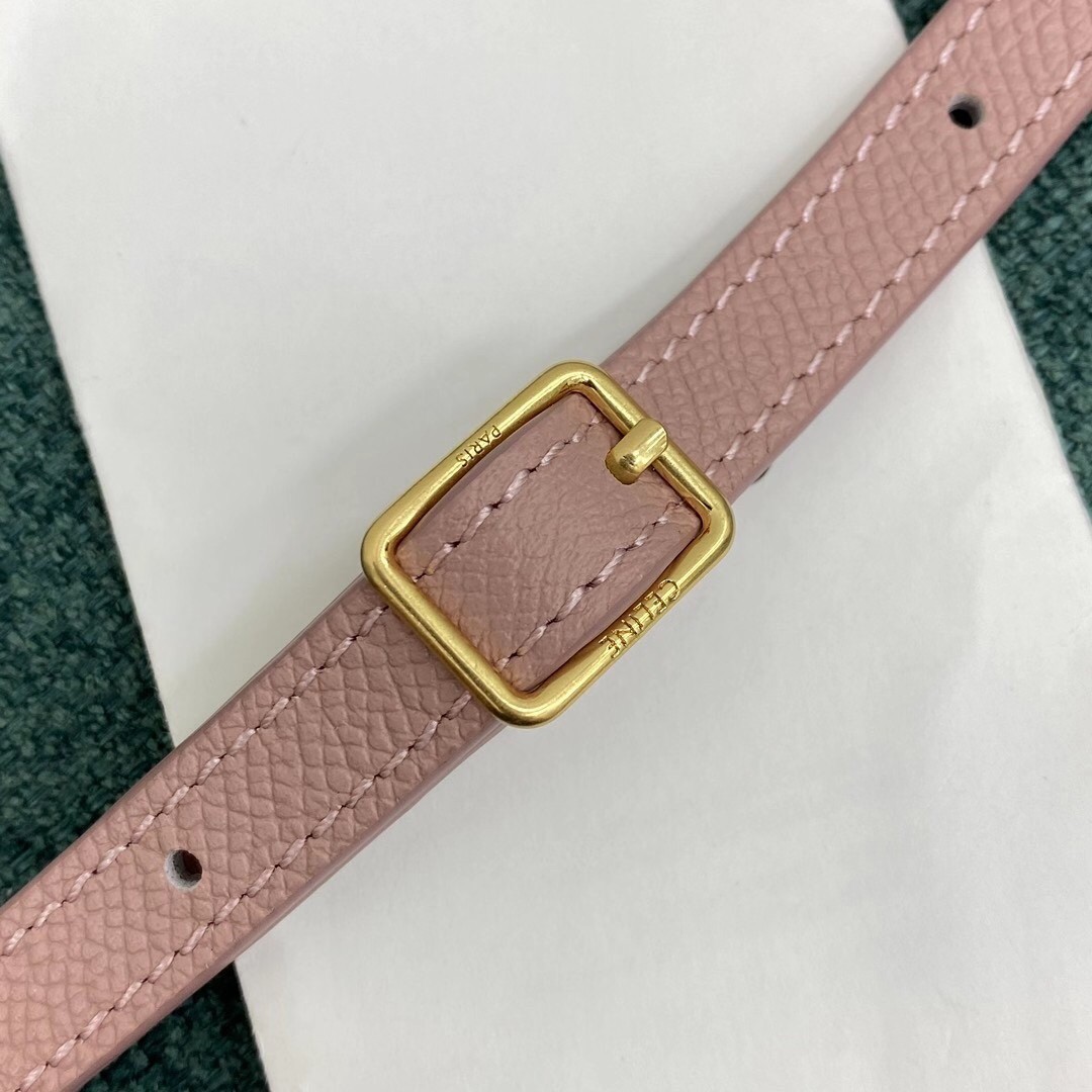 Celine Belt Nano Bag In Vintage Pink Grained Calfskin 094