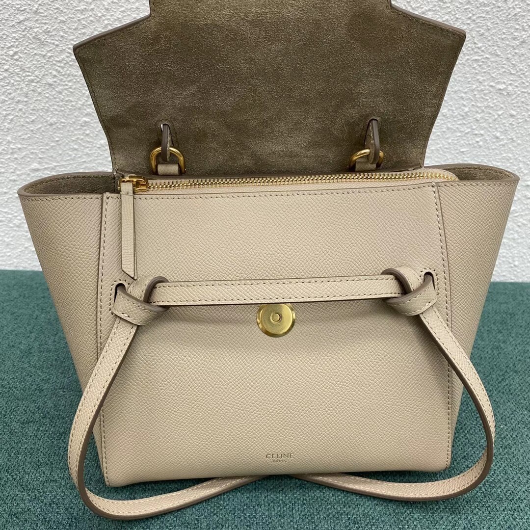 Celine Belt Nano Bag In Light Beige Grained Calfskin 036