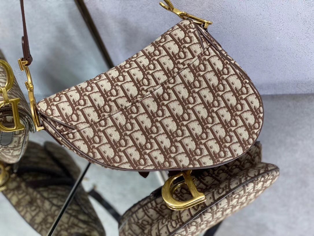 Dior Saddle Bag In Brown Dior Oblique Jacquard 142