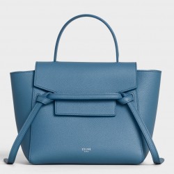 Celine Belt Nano Bag In Slate Blue Grained Calfskin 669