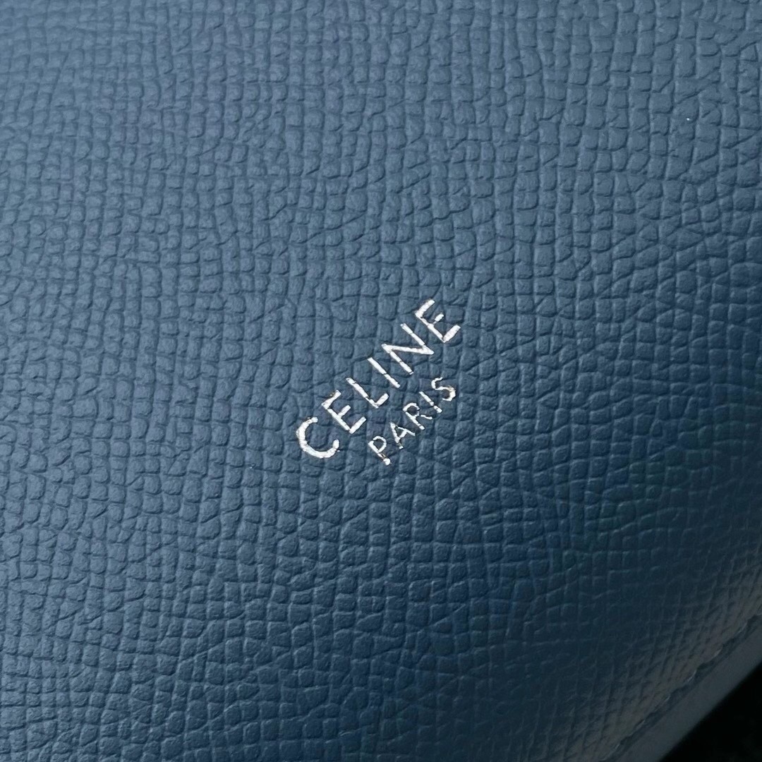 Celine Belt Nano Bag In Slate Blue Grained Calfskin 669