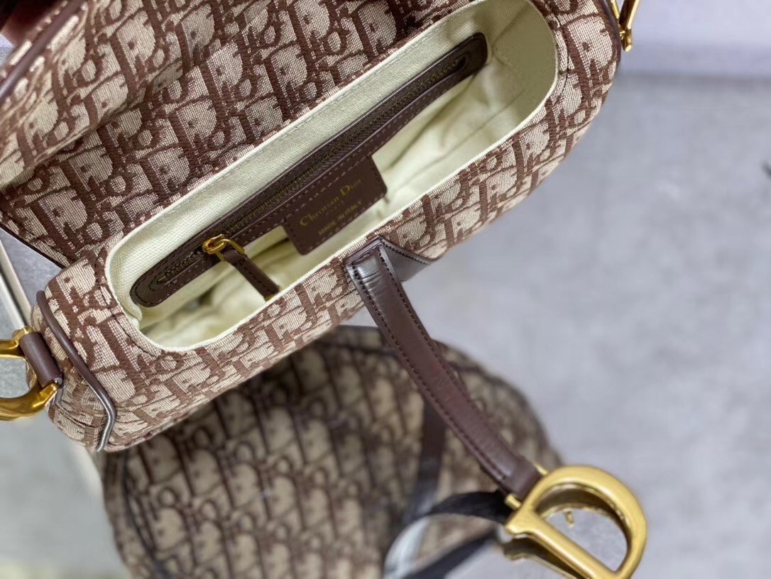 Dior Saddle Bag In Brown Dior Oblique Jacquard 142