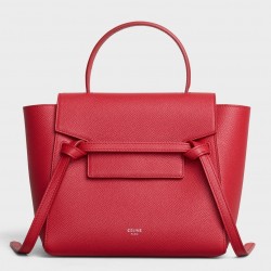 Celine Belt Nano Bag In Red Grained Calfskin 546