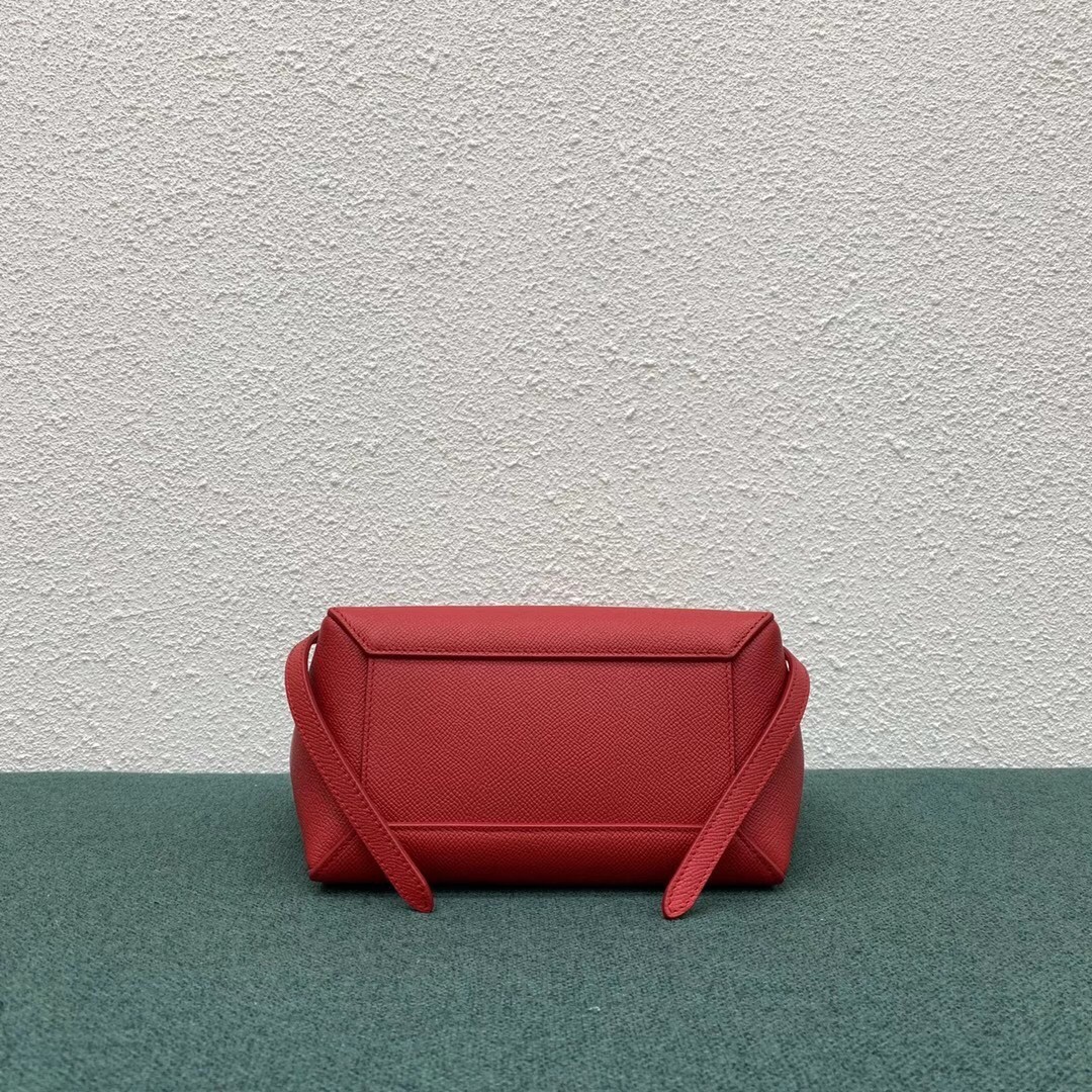 Celine Belt Nano Bag In Red Grained Calfskin 546