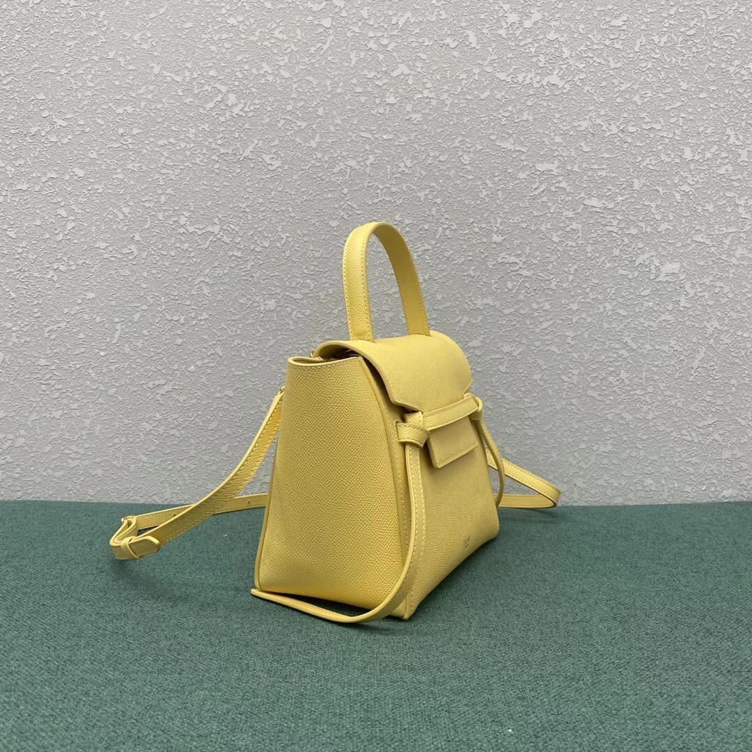 Celine Belt Nano Bag In Yellow Grained Calfskin 976
