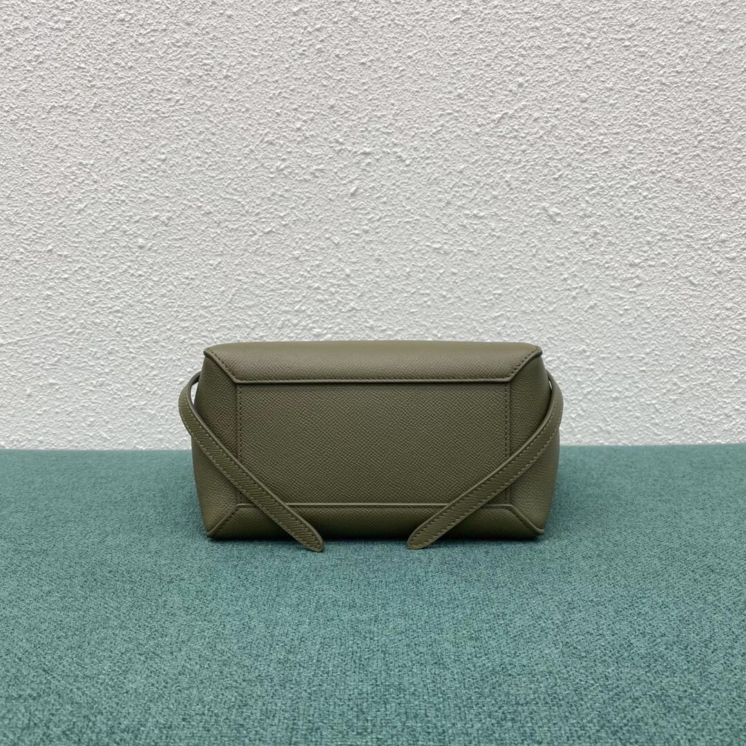 Celine Belt Nano Bag In Army Green Grained Calfskin 007