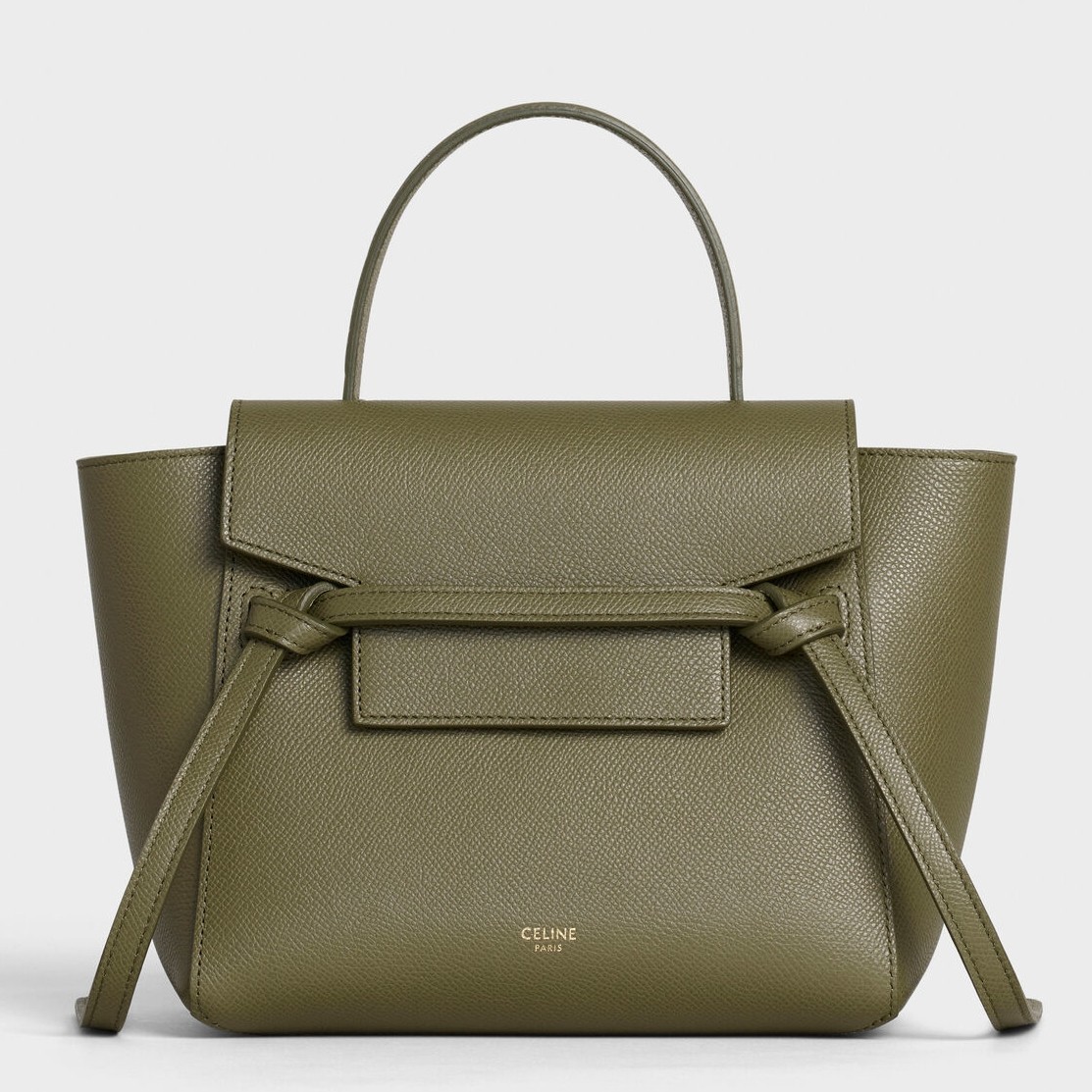 Celine Belt Nano Bag In Army Green Grained Calfskin 007